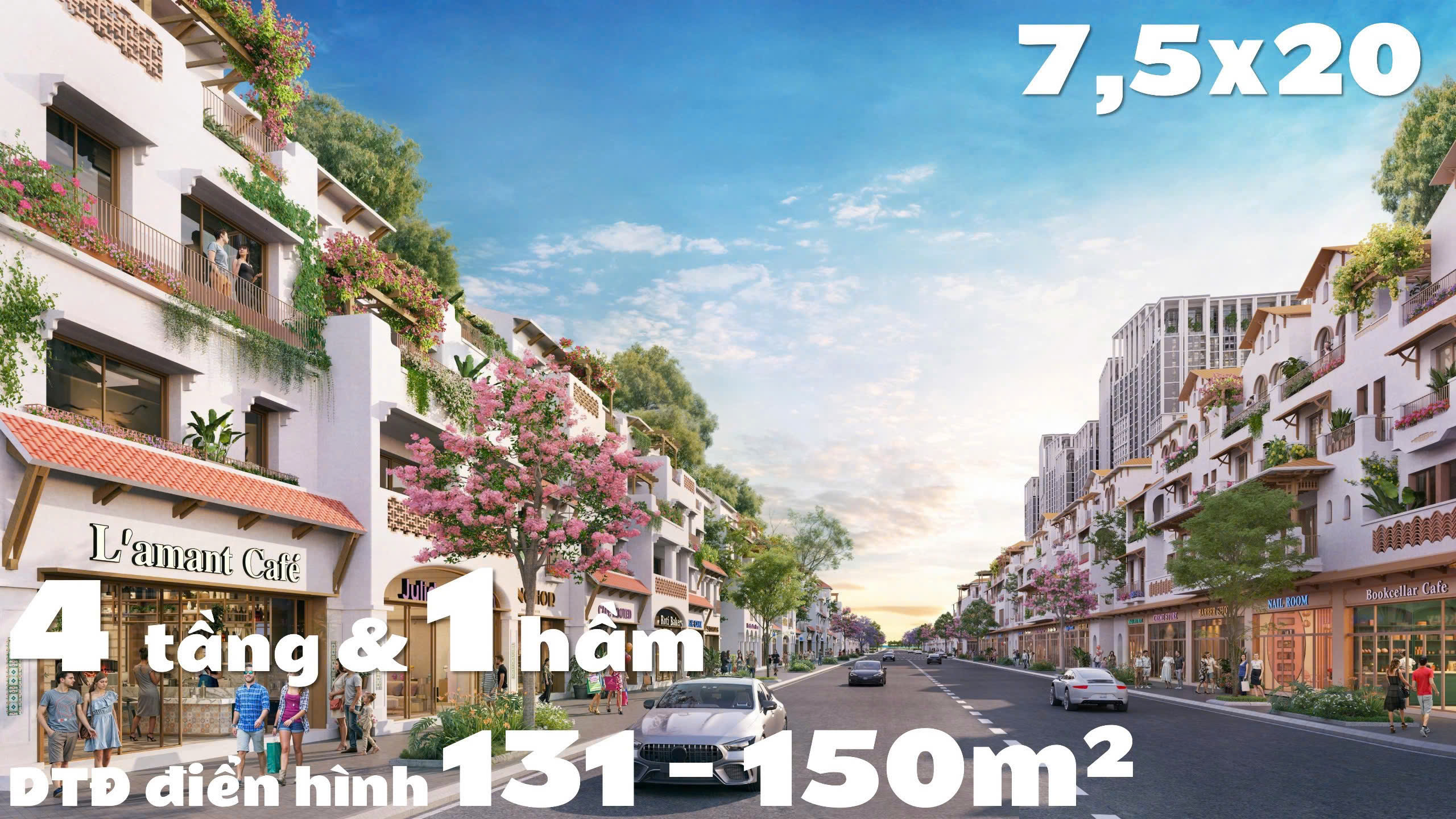 Townhouse (7.5x20m) - 4 tầng 1 hầm (131-150m2)