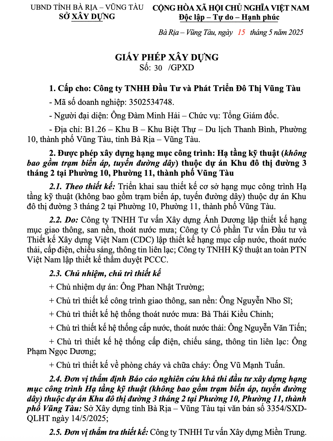 Giấy phép xây dựng dự án Blanca City