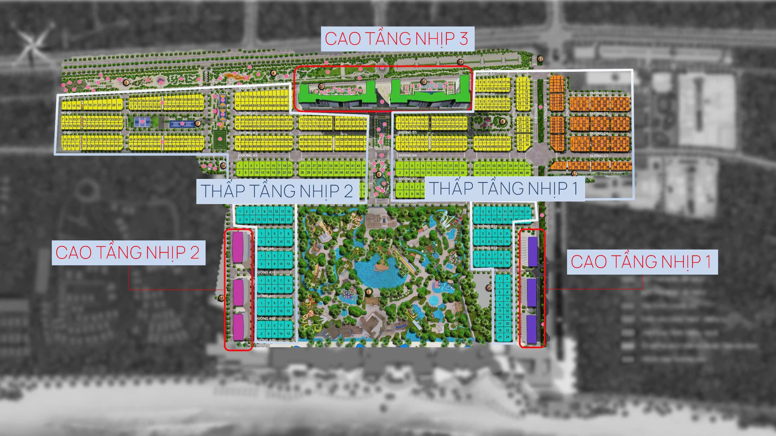 Mặt bằng 3 tháp cao tầng
