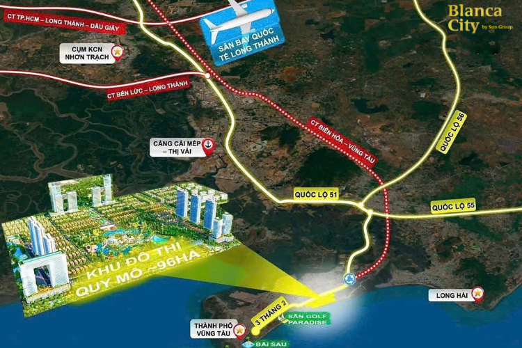 Vị trí chiến lược dự án Blanca City Vũng Tàu